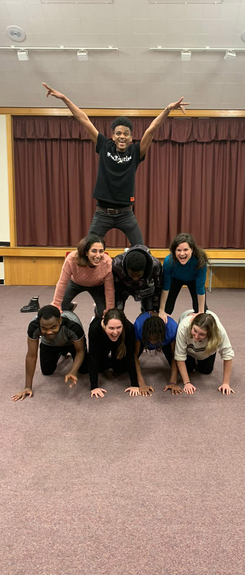 Youth Club doing a pyramid