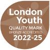 London Youth Quality Mark badge, accredited for 2022-25, featuring a star design.